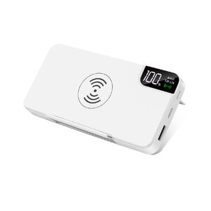 Внешний аккумулятор gPro QI, с беспроводной зарядкой 10000 mAh, белый с логотипом