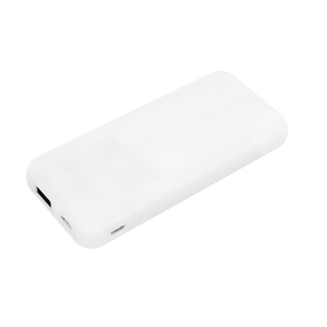 Внешний аккумулятор Arrida 5000mAh, с покрытием Baby skin, белый с логотипом