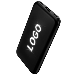 Внешний аккумулятор Kugo, 10000 mAh с подсветкой гравировки, черный с логотипом
