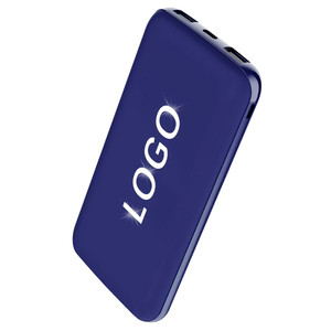 Внешний аккумулятор Kugo, 10000 mAh с подсветкой гравировки, синий с логотипом