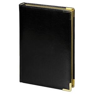 Ежедневник полудатированный Classic Pristine Gold А5, черный с золотом, с металлическими уголками, в твердой обложке с поролоном с логотипом