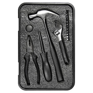 Набор инструментов Tools Baltimore черный 6 в 1 в пластиковом футляре с логотипом