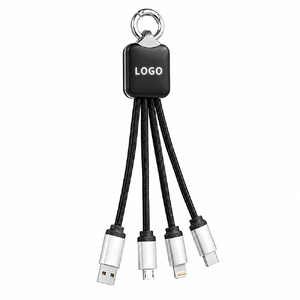 Кабель - брелок Plug с подсветкой гравировки, черный с логотипом