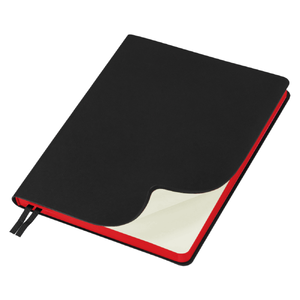 Еженедельник Flexy Latte Soft Touch Black Edition Color A4, черный с красным, датированный на 2026 г, в гибкой обложке с логотипом