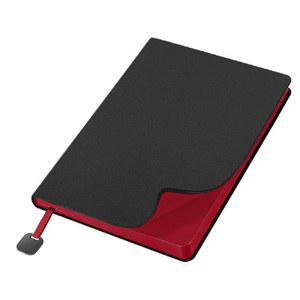 Ежедневник Flexy Velours de Soie Color А5, чернo-красный, недатированный, в гибкой обложке с логотипом