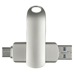 Флеш накопитель USB 3.0 + TYPE C Cupertino, металл, серебристый матовый, 32 GB с логотипом