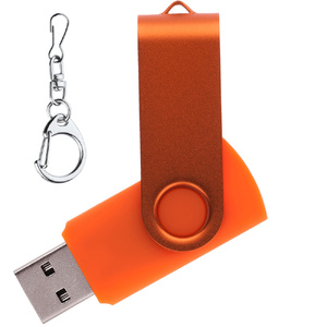 Флеш накопитель USB 2.0 Twister 16GB, пластик Софт Тач/металл, оранжевый/оранжевый с логотипом