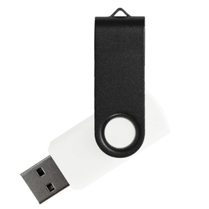Флеш накопитель USB 2.0 Twister Сolor Mix 16GB, пластик Софт Тач/металл, белый/черный с логотипом