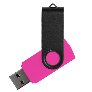 Флеш накопитель USB 2.0 Twister Сolor Mix 16GB, пластик Софт Тач/металл, розовый/черный с логотипом