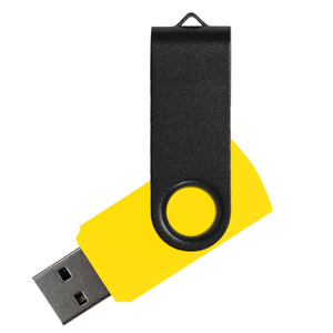 Флеш накопитель USB 2.0 Twister Сolor Mix 16GB, пластик Софт Тач/металл, желтый/черный с логотипом