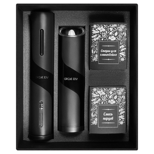 Набор подарочный Solution Quadro (штопор для вина, мельница, специи для глинтвейна, смесь перцев) с логотипом
