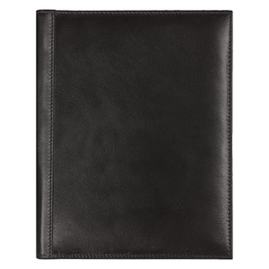 Суперобложка из натуральной кожи Universal leather размер А5+ , черная,  с блокнотом с логотипом