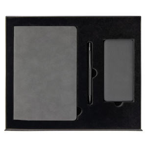 Набор подарочный Solution Prestige Yota Trio (Ежедневник Flexy Nuba А5, Внешний аккумулятор (powerbank) «WeCharge Velvet», Ручка Gray stone Requis металлическая,) в подарочный коробке, серый