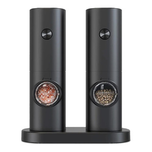 Набор из двух мельниц для соли и перца на подставке Salt & Pepper Set, пластик, черный с логотипом