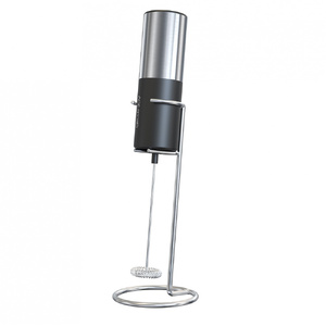 Вспениватель молока электрический с металлической подставкой, Circle Joy Silver Knight Series Electric Milk Frother, серебристый/черный с логотипом