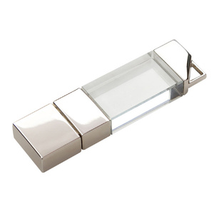 Флеш накопитель USB 2.0 Crystal v2 32GB, металл/стекло, прозрачный/серебристый, подсветка синим с логотипом