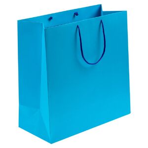 Пакет бумажный Porta L, голубой с логотипом