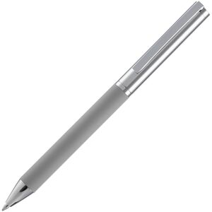 Ручка шариковая Eyeshot Soft Touch, серая с логотипом