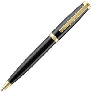 Ручка шариковая Letra Gold, глянцевая, черная с логотипом