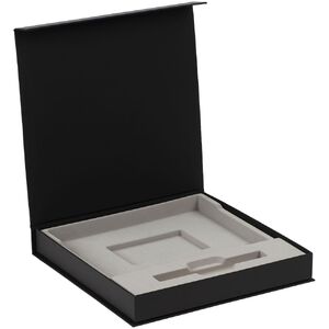 Коробка Memoria с ложементом под ежедневник и ручку, ver. 2, черная с логотипом