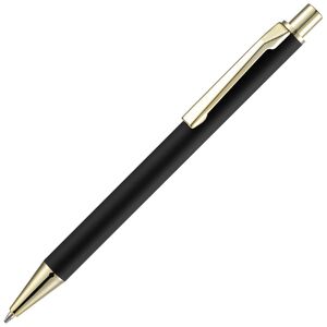 Ручка шариковая Lobby Soft Touch Gold, черная с логотипом