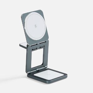 Складная станция беспроводной зарядки Plat Form, серая с логотипом