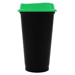 Стакан с крышкой Color Cap Black, черный с зеленым с логотипом