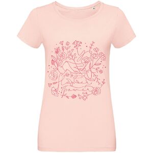 Футболка женская Flower Power, розовая, размер S с логотипом