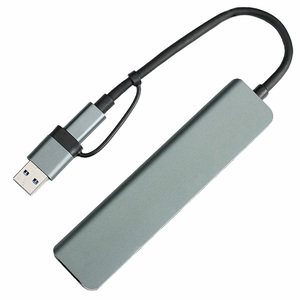 USB-хаб STEM 7 в 1, серый, алюминий с логотипом