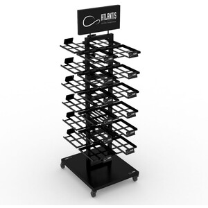 Стойка напольная_ATLANTIS BLACK RETAIL DOUBLE SIDE DISPLAY с логотипом