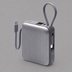 Внешний АКБ NRG Turbo Cable 10000 mAh, 22,5Вт, графит, Deppa с логотипом