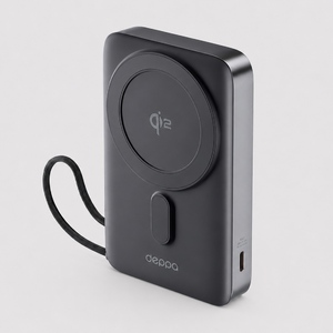 Внешний АКБ NRG MageSafe QI2 10000 мА-ч, 15Вт QI, серый, Deppa с логотипом