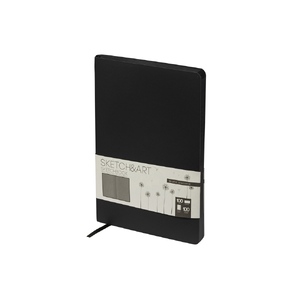 Скетчбук "Sketch & Art" в мягком переплете 140х210 мм, 100 л. черной бумаги 100 гр., черный с логотипом
