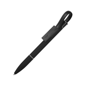 Ручка шариковая с кабелем USB, черный с логотипом