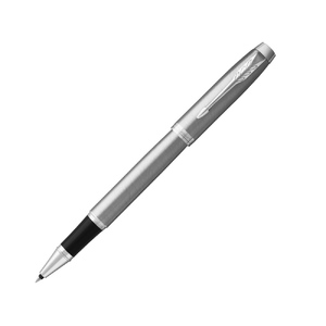 Ручка-роллер Parker IM Stainless Steel CT, стержень: F, цвет чернил: black, в подарочной упаковке с логотипом