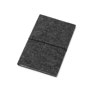 Блокнот из RPET-фетра А5 "Felt", гибкая обложка, 80 листов 70 гр/м2 белой бумаги, темно-серый с логотипом