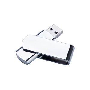 USB-флешка металлическая поворотная на 64 ГБ 3.0, глянец с логотипом