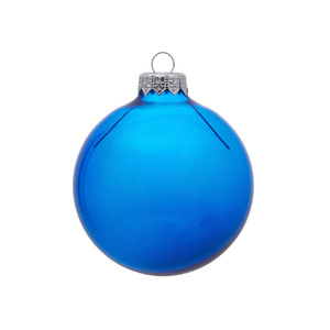 Стеклянный елочный шар "Christmas bauble", синий прозрачный, с серебристым колпачком в черной коробке с логотипом