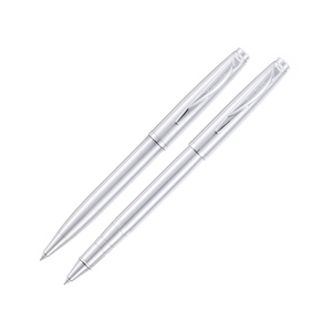 Набор Pierre Cardin PEN&PEN: ручка шариковая + роллер. Цвет - стальной. Упаковка Е. с логотипом