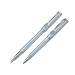 Набор Pierre Cardin PEN&PEN: ручка шариковая + роллер. Цвет - серебристый. Упаковка Е. с логотипом