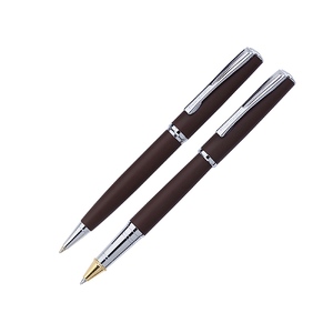Набор Pierre Cardin PEN&PEN: ручка шариковая + роллер. Цвет - коричневый матовый. Упаковка Е. с логотипом