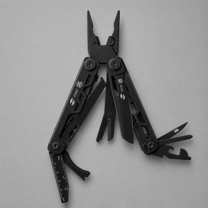 Мультитул Stinger, 113 х 19 мм, 19 функций, сталь, черный, в картонной коробке, в комплекте нейлоновый чехол с логотипом