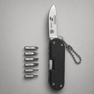 Нож перочинный Stinger, 73 мм, 8 функций, материал рукояти фиброволокно, нейлон (черный), в картонной коробке с логотипом