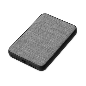 Портативное зарядное устройство из rPET "Reborn", 5000 mAh, серый с логотипом