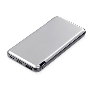 Внешний аккумулятор «Forge» v.2, металл, 10000mah, серебристый с логотипом
