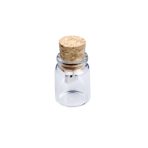Флешнакопитель в виде пробки в бутылочке (Bottle.128.W, I= 128 Гб, Деревянный корпус, стеклянные вставки. Без перс.) с логотипом