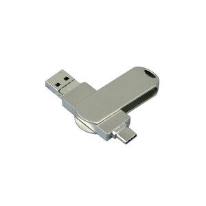 Металлическая флешка для айфона 3 в 1 (i-flash_TYPEC_3_in_1.128.S, I= 128 Гб USB 3.0, Металлический корпус. Без перс.) с логотипом