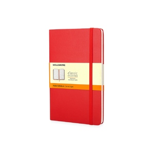 Записная книжка Moleskine Classic (в линейку) в твердой обложке, Pocket (9x14см), красный с логотипом