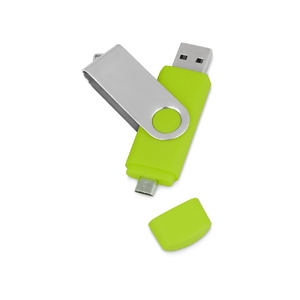 USB/micro USB-флешка 2.0 на 16 Гб «Квебек OTG», зеленое яблоко с логотипом