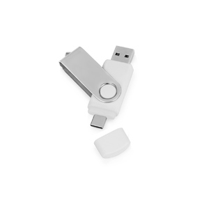 USB3.0/USB Type-C флешка на 16 Гб «Квебек C», белый с логотипом